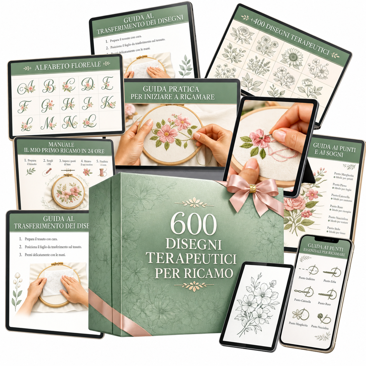 Mockup del pacchetto completo con 600 disegni terapeutici